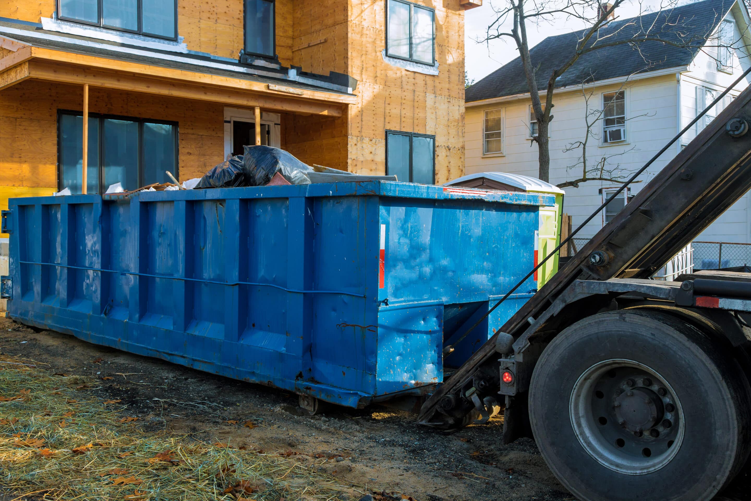 construction site open-top dumpster